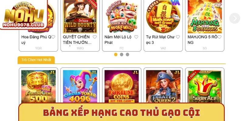 Bảng xếp hạng cao thủ gạo cội