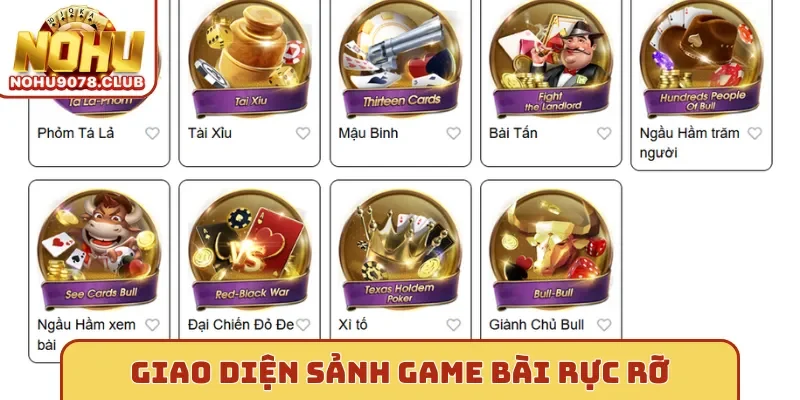 Giao diện sảnh game bài rực rỡ