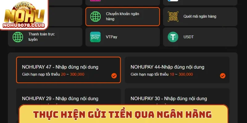 Thực hiện gửi tiền qua ngân hàng nhanh